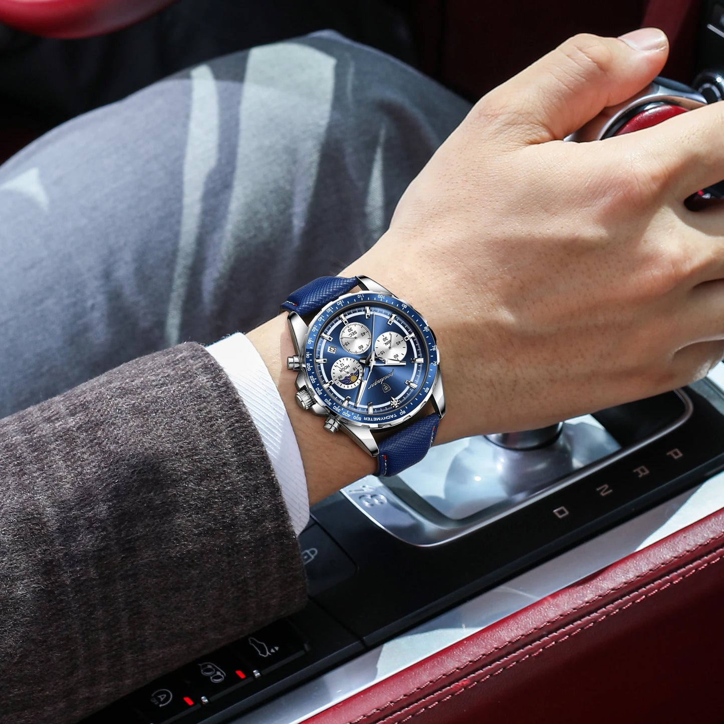 POEDAGAR Blue Chronograph Elite