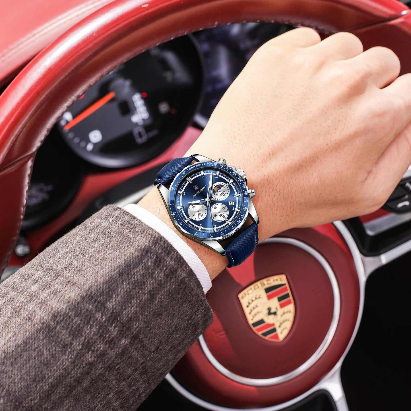 POEDAGAR Blue Chronograph Elite